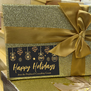 Chic Company Holiday Black Gold Custom Gift Rectangular Sticker