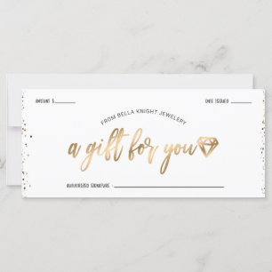 Chic Confetti & Gold Diamond Gem Gift Certificate