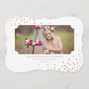 Chic Confetti in White Graduation Invitation