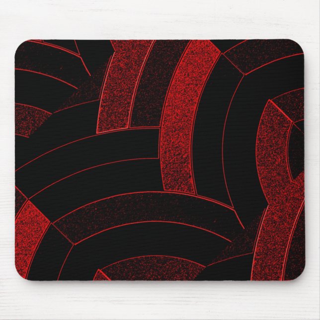chic contemporary stylish black/red chevron mouse mat (Front)