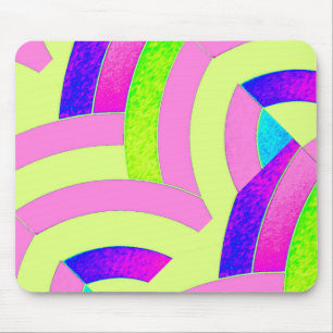 chic contemporary stylish pink/lime chevron mouse mat
