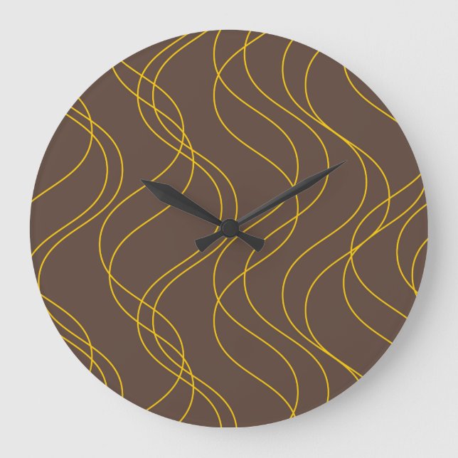 Chic, cool, trendy, decorative wavy curvy lines large clock (Front)