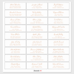 Chic Copper Script Guest Names Address Sticker