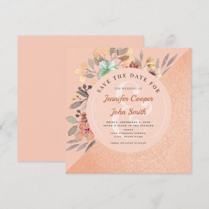 Chic Copper Watercolor Floral Wedding Save The Date