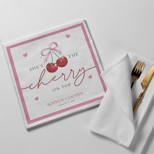 Chic Coquette Cherry on Top Bridal Shower Napkin