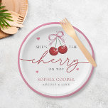Chic Coquette Cherry on Top Bridal Shower Paper Plate<br><div class="desc">Chic Coquette Cherry on Top Bridal Shower Paper Plates</div>