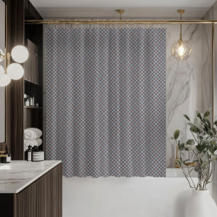 Chic Coral Grey Shower Curtain Elegant Plaid Desig