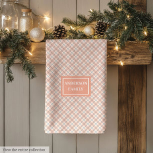 Chic Coral Grey Towel Personalized Kitchen Accent