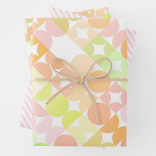 Chic Coral Orange Blush Pink Circles Art Pattern Wrapping Paper Sheet