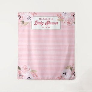 Chic Coral Pink Floral Photography Background Tapestry