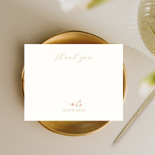 Chic Coral Pink Flower Wedding Thank You