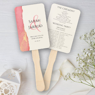 Chic Coral Pink Set of Wedding Fans