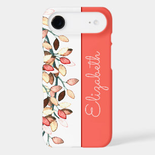 Chic Coral White Name Leafy Branch Add A Name