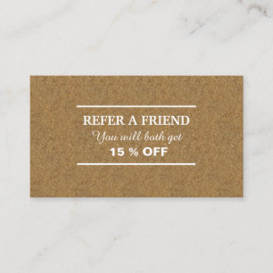 Chic cork wood kraft referral card