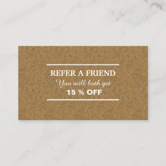 Chic cork wood kraft referral card