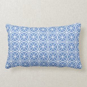 Chic Cornflower Blue Circle Geometric Pattern Lumbar Cushion