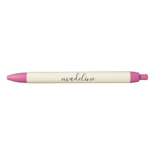 Chic Cornsilk Yellow Calligraphy name  Black Ink Pen