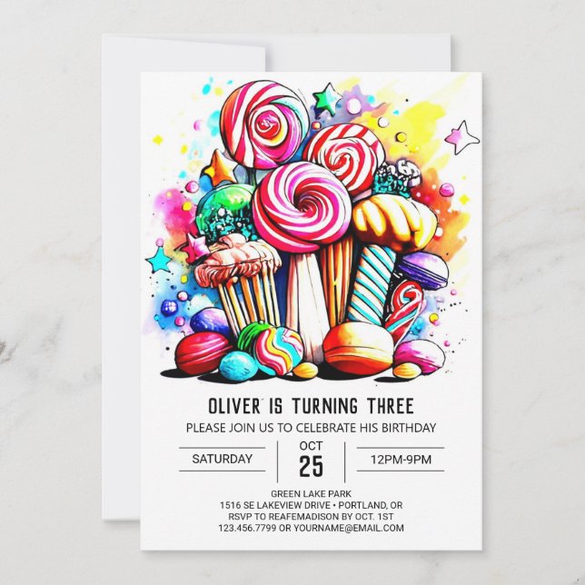 Chic Cotton Candy Birthday Invitation (Front)