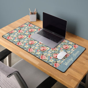 Chic Country Garden Florals Personalized Desk Mat