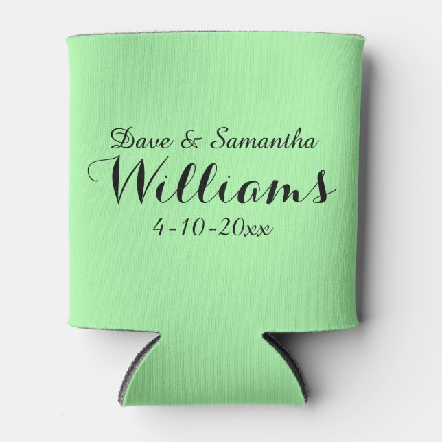 Chic Country Green Mr. Mrs. Wedding Favour Can Cooler (Front)