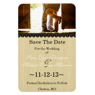 Chic Country Lace Photo Save The Date Magnet