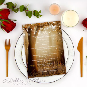 Chic Country Tree String Lights Rustic Wedding Menu
