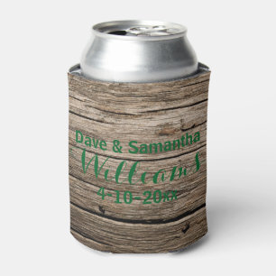 Chic Country Wood Mr. Mrs. Wedding Favour Can Cooler