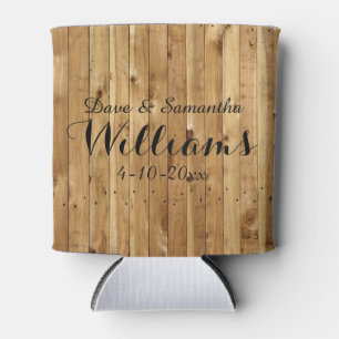 Chic Country Wood Mr. Mrs. Wedding Favour Can Cooler