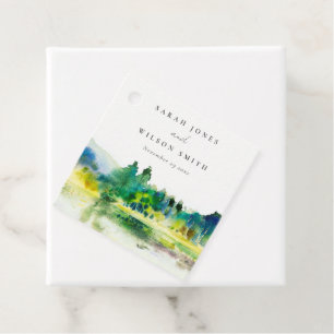 Chic Countryside Mountain River Landscape Wedding Favour Tags