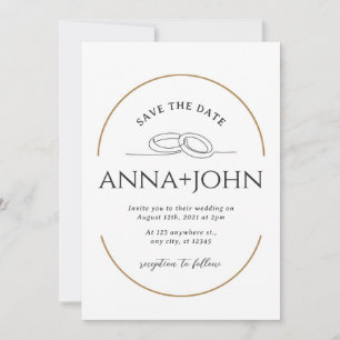 chic couple Minimalist and Gold Wedding Invitation