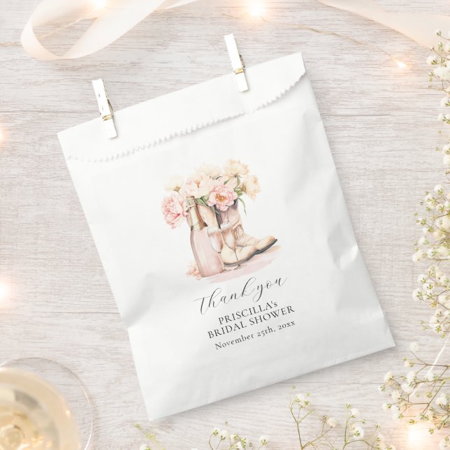 Chic Cowgirl Boots Champagne Pink BRIDAL SHOWER Favour Bags (Clipped)