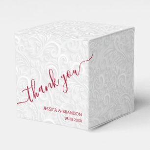 Chic Cranberry Calligraphy Wedding Thank You Favour Box