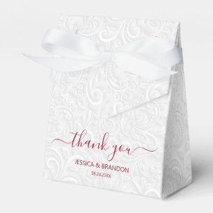 Chic Cranberry Red Calligraphy Thank You Favour Box