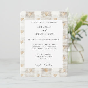 Chic Cream Beige Hearts Wedding Invitation