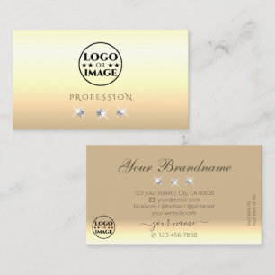 Chic Cream Beige Ombre Sparkling Diamonds Add Logo Business Card