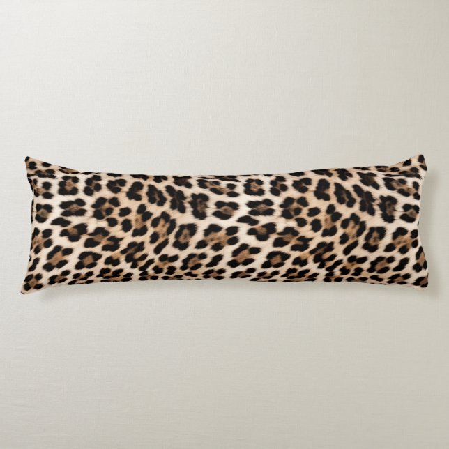Chic Cream Black Leopard Print Body Cushion (Front)