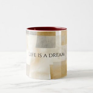 Chic Cream Brown Abstract Two-Tone Coffee Mug