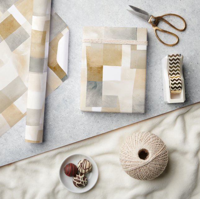 Chic Cream Brown Abstract Wrapping Paper (Crafts)