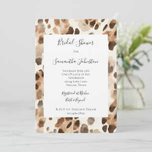 Chic Cream Brown Leopard Animal Bridal Shower Invitation
