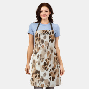 Chic Cream Brown Leopard Animal Print Apron