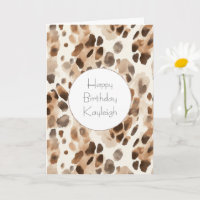 Chic Cream Brown Leopard Animal Print Birthday