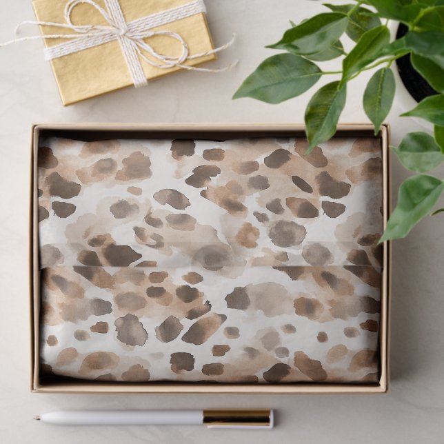 Chic Cream Brown Leopard Animal Print Birthday Tissue Paper (Gift)