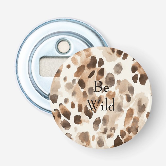 Chic Cream Brown Leopard Animal Print Bottle Opener (Front)