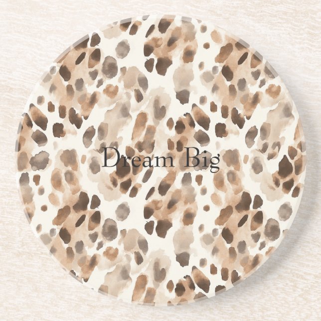 Chic Cream Brown Leopard Animal Print Coaster (Front)
