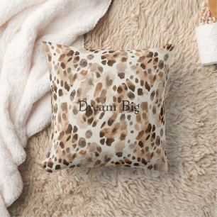 Chic Cream Brown Leopard Animal Print Cushion