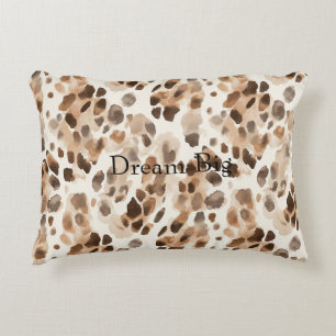 Chic Cream Brown Leopard Animal Print Decorative Cushion