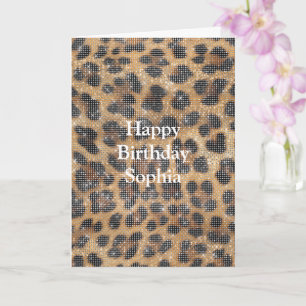 Chic Cream Brown Leopard Animal Print Sparkle Card
