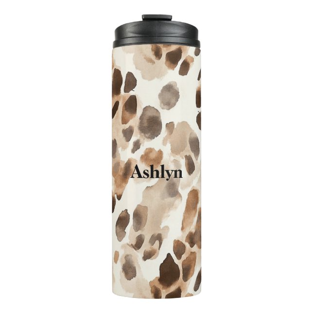 Chic Cream Brown Leopard Animal Print   Thermal Tumbler (Front)