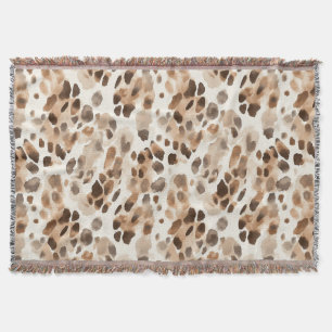Chic Cream Brown Leopard Animal Print Throw Blanket