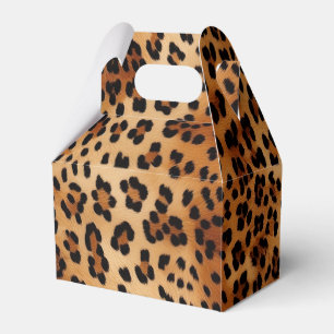 Chic Cream Brown Leopard Favor Box